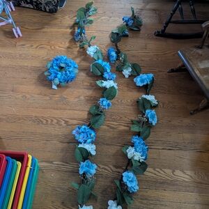 Blue and White Floral Garland